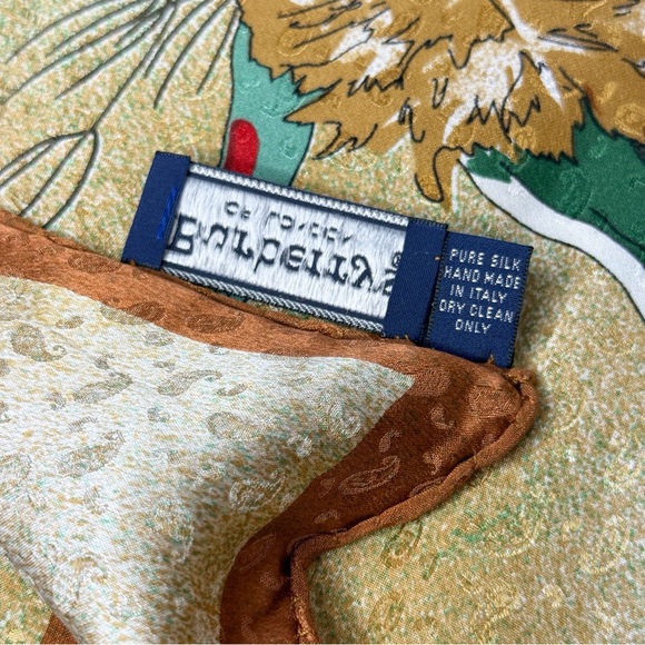 Vintage BURBERRYS Burberry Floral Knight Silk Scarf Bold Print 38” x 38” - Picture 13 of 13
